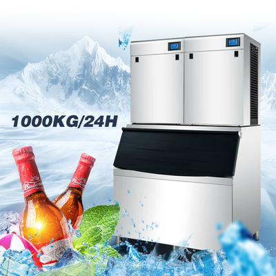 آلة صنع مكعبات الثلج التجارية SUS304 سعة 1000 كجم مع لوحة LCD