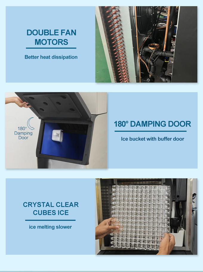 150KG / 24hr Dice Square Cube Ice Maker Machine Ice Machine للاستخدام التجاري 2