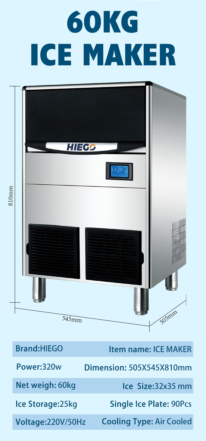 100KG / 24Hr Crescent Ice Machine R404 45kg Clear Ice Make Machine For Commercial 10