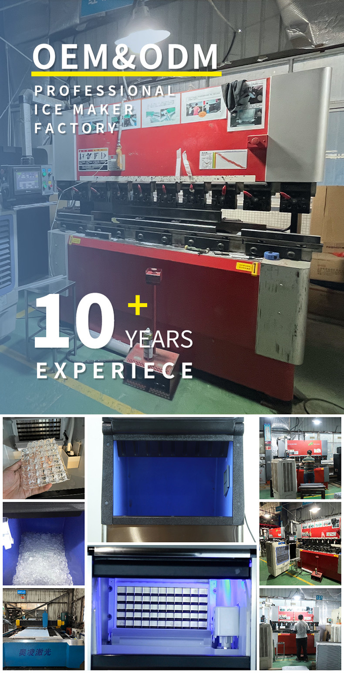 100KG / 24Hr Crescent Ice Machine R404 45kg Clear Ice Make Machine For Commercial 13