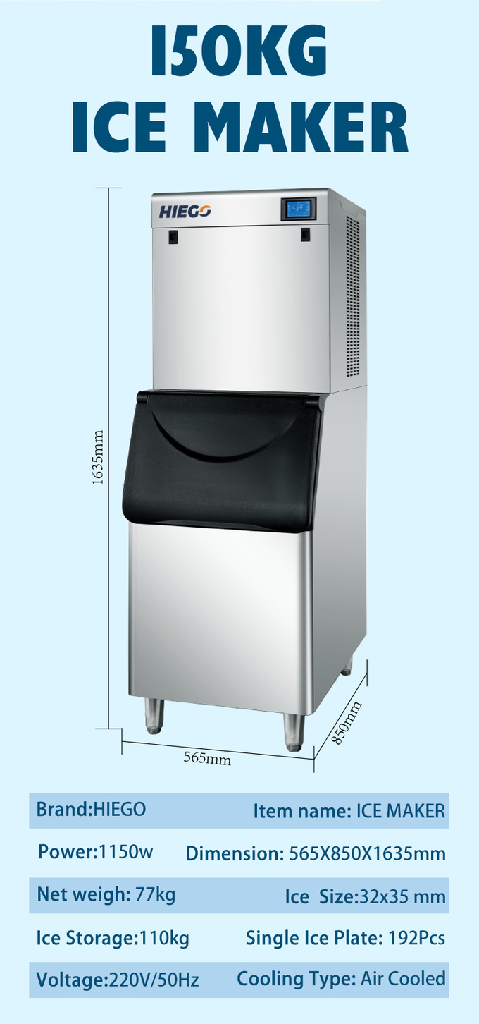 200kg الهلال آلة صنع الجليد شرب بار القهوة صانع الجليد تبريد الهواء 10